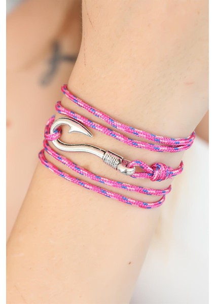 Karışık Desenli Pembe Renk Gümüş Metal Kancalı Bayan Çoklu Bileklik fiyatları