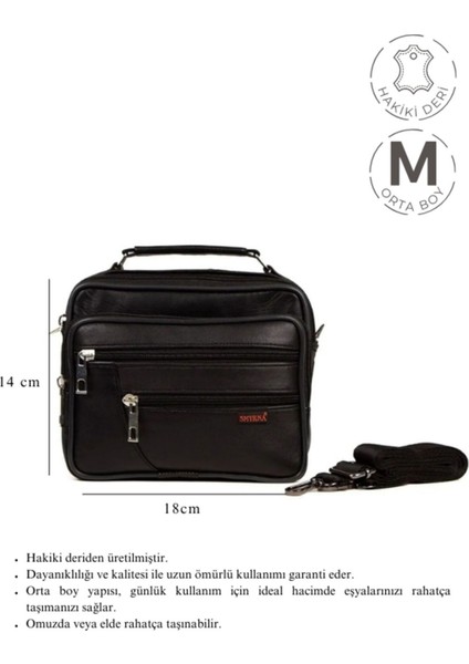 Şık Siyah Hakiki Deri Orta Boy El ve Omuz Çantası fiyatları