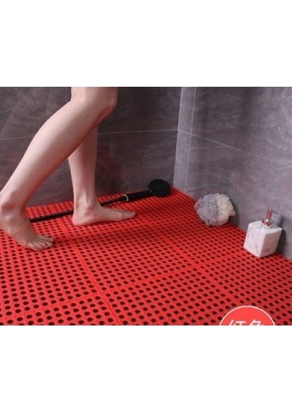 Pvc Paspas 120 x 450 cm Kırmızı Banyo Kaymaz Yer Zemin Matı S-Mat Zincir Desen modelleri