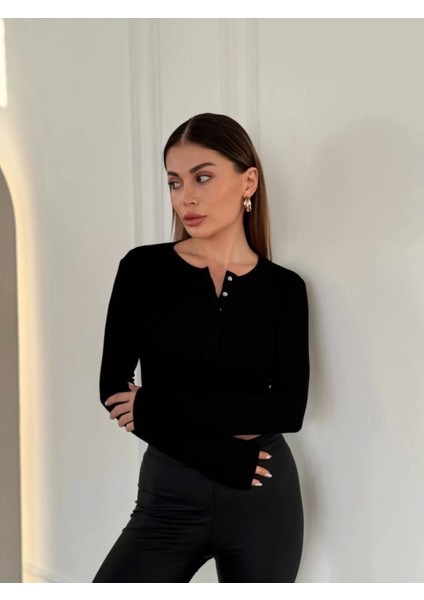 Cıt Cıt Detaylı Uzun Kollu Crop