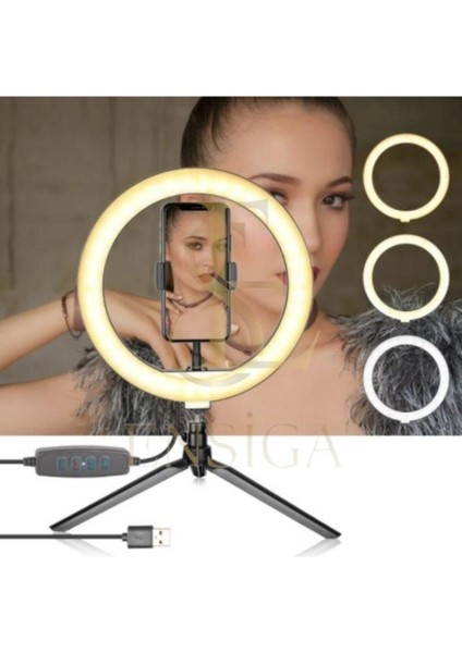 Ensiga Masa Ayaklı 10 Inç LED Ring Lıght Influencer Youtuber Tiktok Telefon Tutucu Makyaj Işığı fırsatları