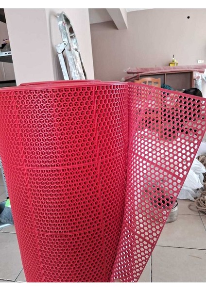 Pvc Kare Paspas 120 x 600 cm Kırmızı Banyo Kaymaz Yer Zemin Matı