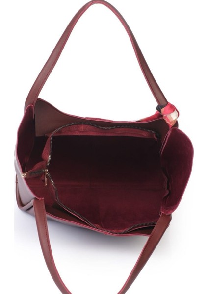 Çanta-Kadın Deri Fularlı El ve Omuz Çantası Estetik Şık fiyatları