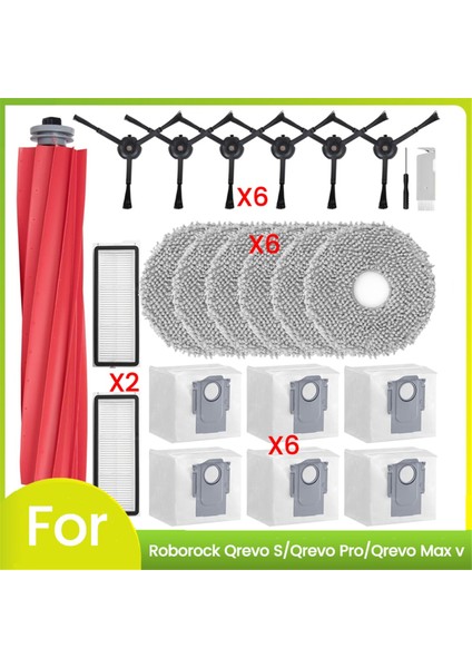 Roborock Qrevo S/qrevo Pro/qrevo Max V Robot Süpürge Eklentisi Toz Torbası Ana Yan Fırça Hepa Filtre Için 23 Adet (Yurt Dışından)