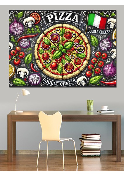 Pizza Aşkı Posteri Dekoratif Kanvas - Mdf Ahşap Tablo