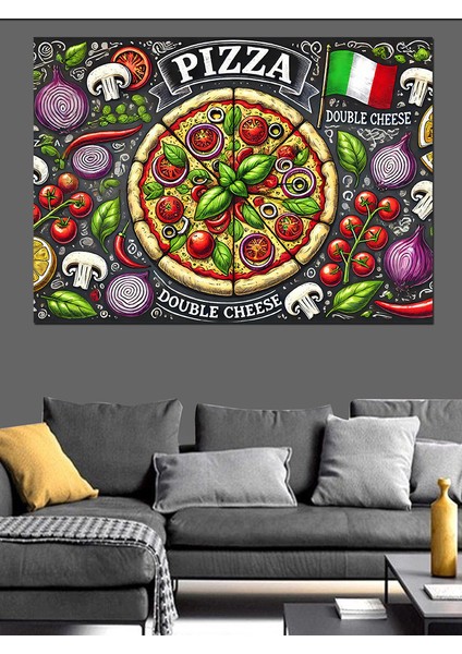 Pizza Aşkı Posteri Dekoratif Kanvas - Mdf Ahşap Tablo