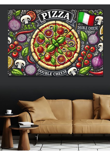 Pizza Aşkı Posteri Dekoratif Kanvas - Mdf Ahşap Tablo