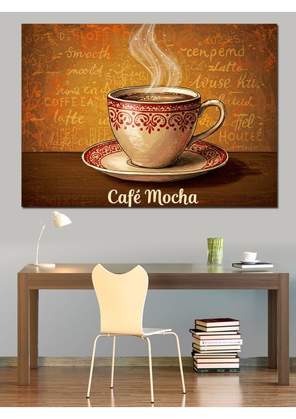 Kahve ve Mocha Tasarımı Dekoratif Kanvas - Mdf Ahşap Tablo