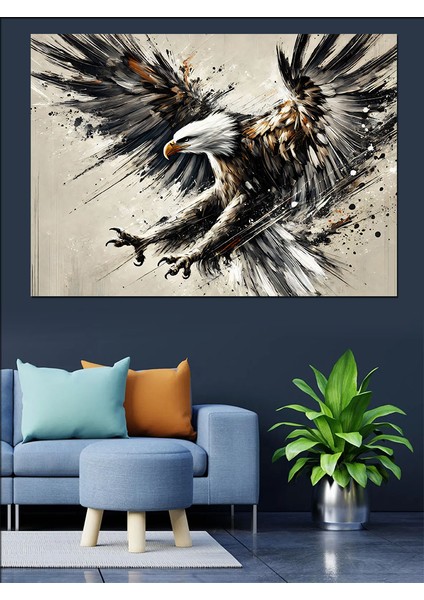 Uçan Yırtıcı Kuş Dekoratif Kanvas - Mdf Ahşap Tablo