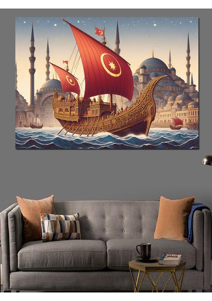 Osmanlı Gemisi Istanbul Dekoratif Kanvas - Mdf Ahşap Tablo fiyatları