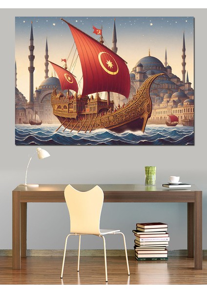 Osmanlı Gemisi Istanbul Dekoratif Kanvas - Mdf Ahşap Tablo modelleri