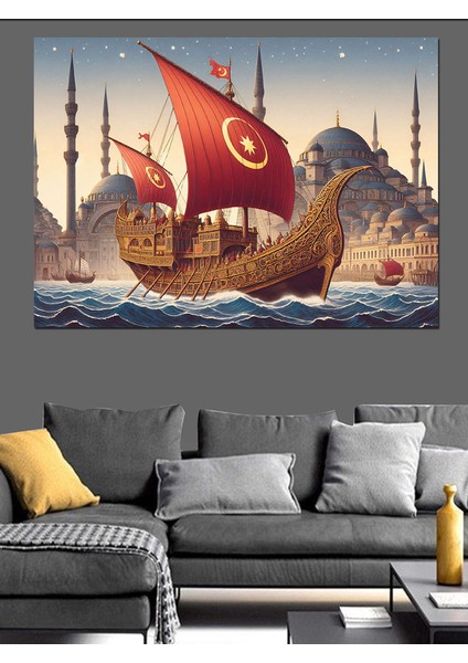 Osmanlı Gemisi Istanbul Dekoratif Kanvas - Mdf Ahşap Tablo fırsatları