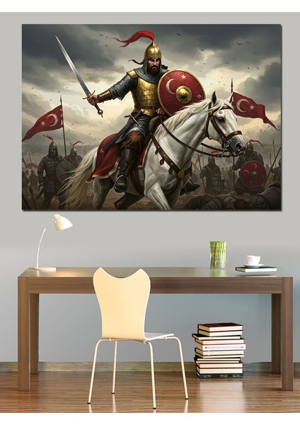 Türk Savaşçı Atlı Dekoratif Kanvas - Mdf Ahşap Tablo fiyatları
