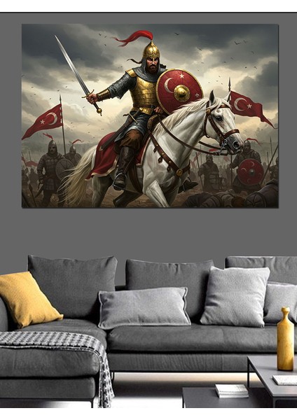 Türk Savaşçı Atlı Dekoratif Kanvas - Mdf Ahşap Tablo modelleri
