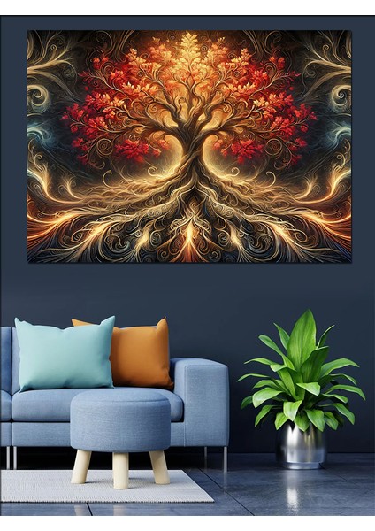 Büyülü Ağaç Çizimi Dekoratif Kanvas - Mdf Ahşap Tablo fiyatları