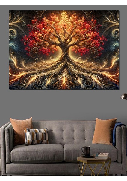 Büyülü Ağaç Çizimi Dekoratif Kanvas - Mdf Ahşap Tablo modelleri