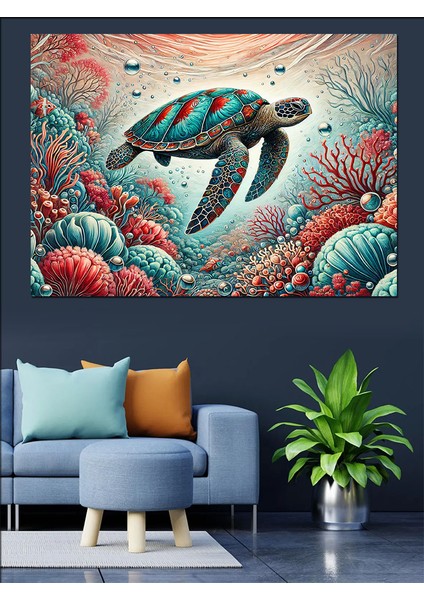 Deniz Kaplumbağası Dünyası Dekoratif Kanvas - Mdf Ahşap Tablo fiyatları
