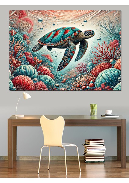 Deniz Kaplumbağası Dünyası Dekoratif Kanvas - Mdf Ahşap Tablo fırsatları