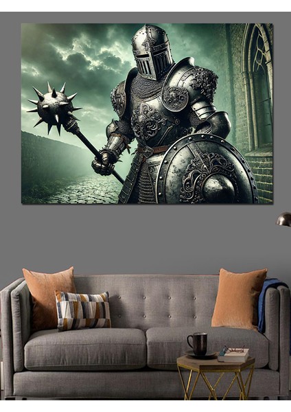 Şövalye Zırhı ve Kalkan Dekoratif Kanvas - Mdf Ahşap Tablo fiyatları