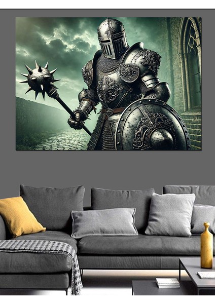 Şövalye Zırhı ve Kalkan Dekoratif Kanvas - Mdf Ahşap Tablo fırsatları