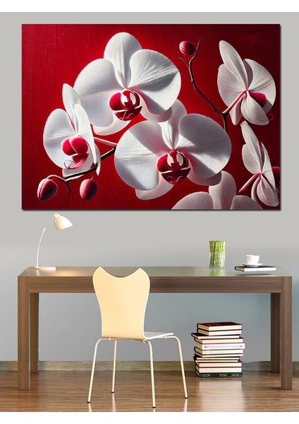 Beyaz Orkide Çiçekleri Dekoratif Kanvas - Mdf Ahşap Tablo modelleri