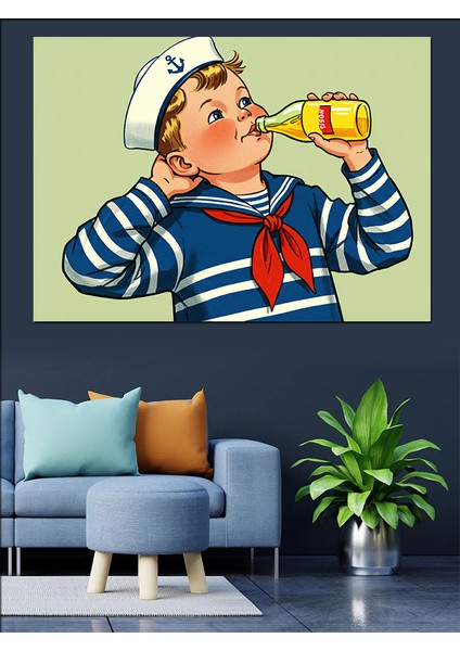 Denizci Çocuk Çizimi Dekoratif Kanvas - Mdf Ahşap Tablo modelleri