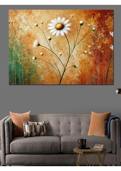 Soyut Papatya Çizimi Dekoratif Kanvas - Mdf Ahşap Tablo modelleri
