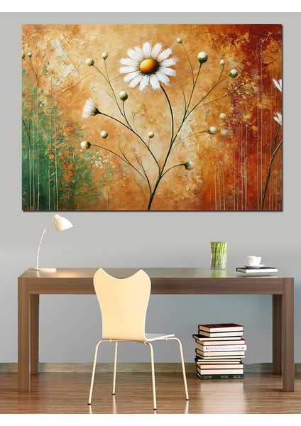 Soyut Papatya Çizimi Dekoratif Kanvas - Mdf Ahşap Tablo fırsatları