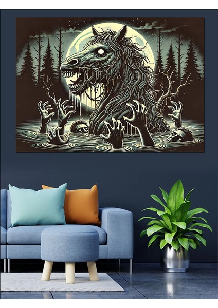 At ve Orman Figürü Dekoratif Kanvas - Mdf Ahşap Tablo fiyatları