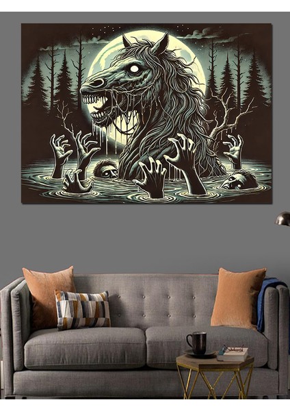 At ve Orman Figürü Dekoratif Kanvas - Mdf Ahşap Tablo modelleri