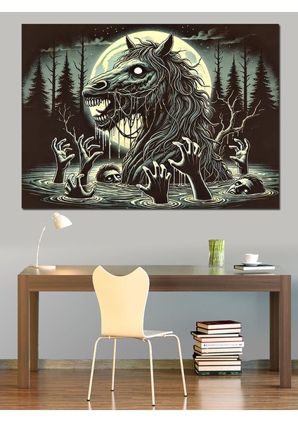 At ve Orman Figürü Dekoratif Kanvas - Mdf Ahşap Tablo fırsatları