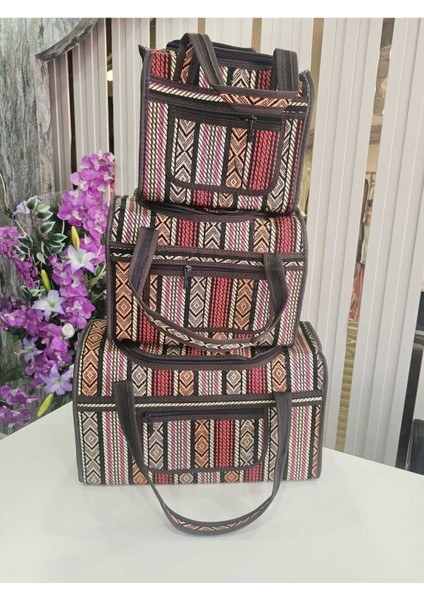 Renkli 3'lü şık çanta seti, modern ve kullanışlı tasarım, orta boy, ören materyal