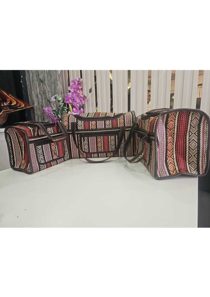 Renkli 3'lü şık çanta seti, modern ve kullanışlı tasarım, orta boy, ören materyal indirimleri