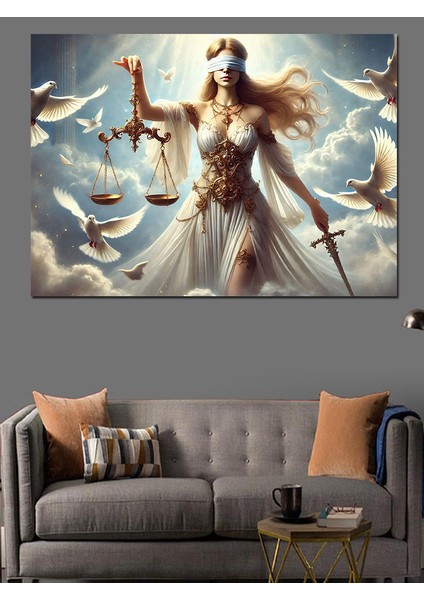 Adalet Tanrıçası Figürü Dekoratif Kanvas - Mdf Ahşap Tablo fırsatları