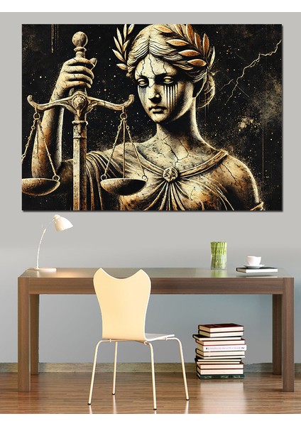 Adalet Tanrıçası Figürü Dekoratif Kanvas - Mdf Ahşap Tablo fiyatları