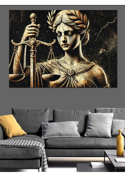 Adalet Tanrıçası Figürü Dekoratif Kanvas - Mdf Ahşap Tablo modelleri