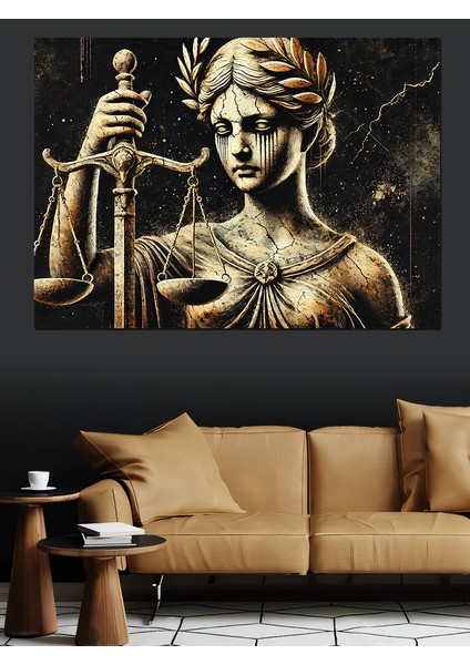Adalet Tanrıçası Figürü Dekoratif Kanvas - Mdf Ahşap Tablo fırsatları