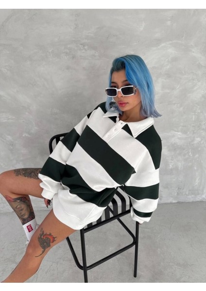 Unisex Üç Iplik Parçalı Yakalı Sweatshirt