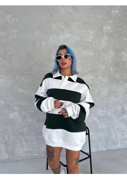 Unisex Üç Iplik Parçalı Yakalı Sweatshirt