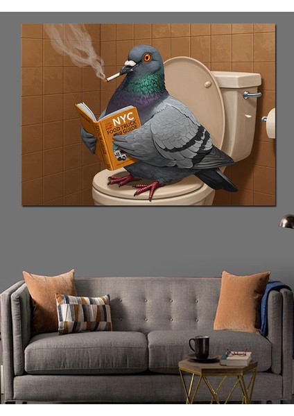 Tuvalette Güvercin Dekoratif Kanvas - Mdf Ahşap Tablo modelleri