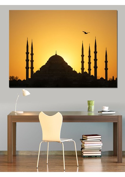 Gün Batımında Camii Dekoratif Kanvas - Mdf Ahşap Tablo fiyatları