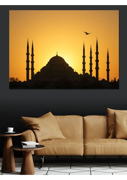 Gün Batımında Camii Dekoratif Kanvas - Mdf Ahşap Tablo fırsatları