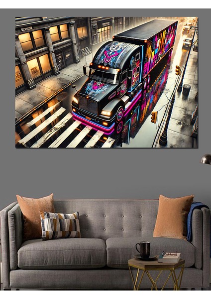 Grafiti Tır Dekoratif Kanvas - Mdf Ahşap Tablo