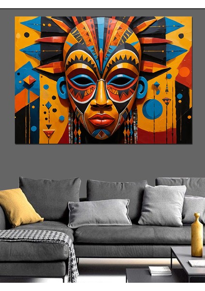 Afrika Maskesi Renkleri Dekoratif Kanvas - Mdf Ahşap Tablo modelleri