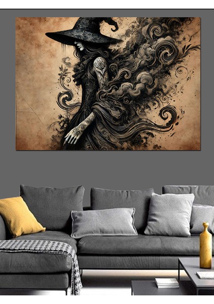 Gotik Cadı Büyü Dekoratif Kanvas - Mdf Ahşap Tablo