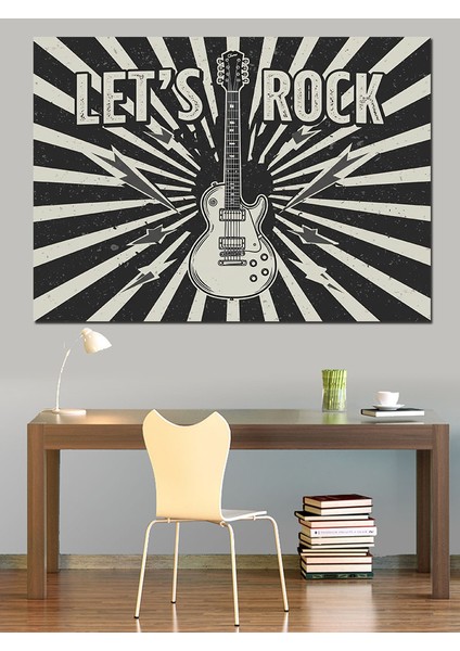 Let's Rock Gitar Dekoratif Kanvas - Mdf Ahşap Tablo