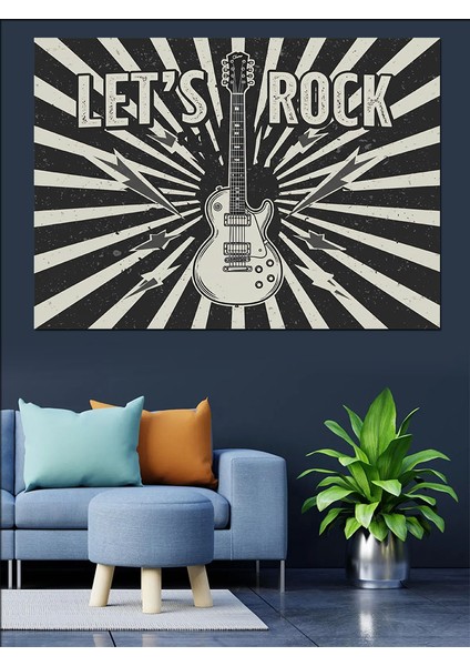Let's Rock Gitar Dekoratif Kanvas - Mdf Ahşap Tablo