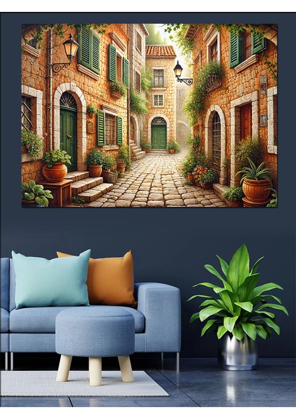 Eski Taş Sokaklar Dekoratif Kanvas - Mdf Ahşap Tablo modelleri