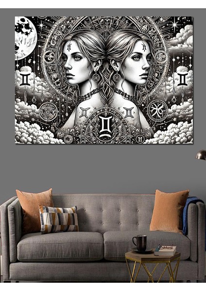 Ikizler Burcu Kadın Dekoratif Kanvas - Mdf Ahşap Tablo