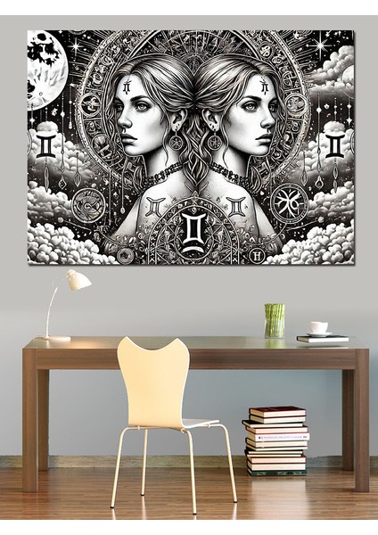 Ikizler Burcu Kadın Dekoratif Kanvas - Mdf Ahşap Tablo fiyatları